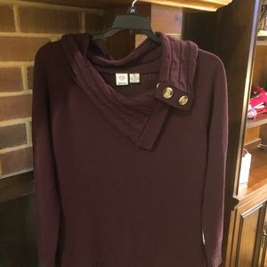 Extra touch sweater, Maroon with wooden buttons 1X